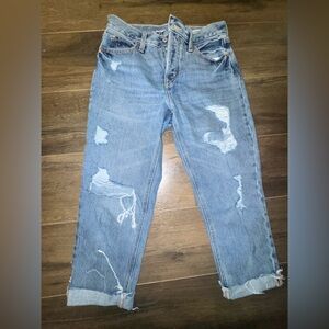 Old Navy Light Blue Distressed Straight-Leg Jeans